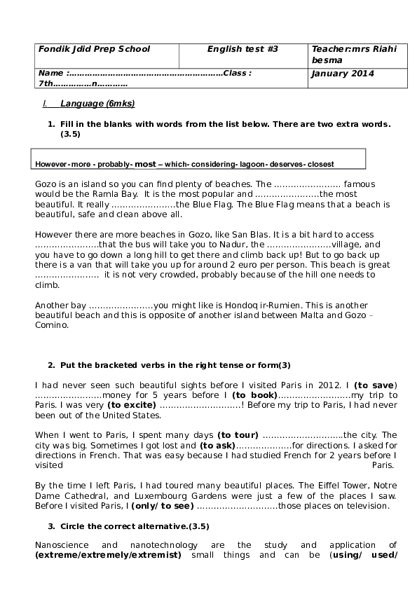 (DOC) esl test Said Sendesni Academia.edu