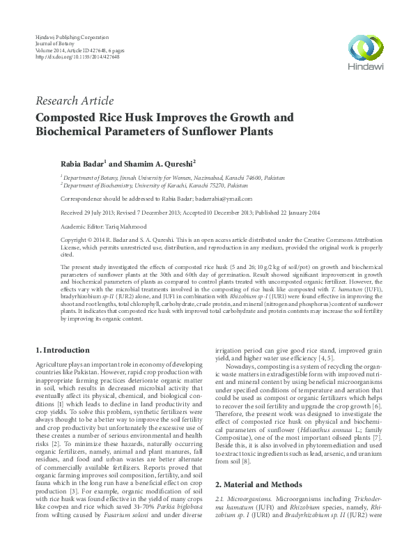 (PDF) Composted Rice Husk Improves the Growth and Biochemical ...