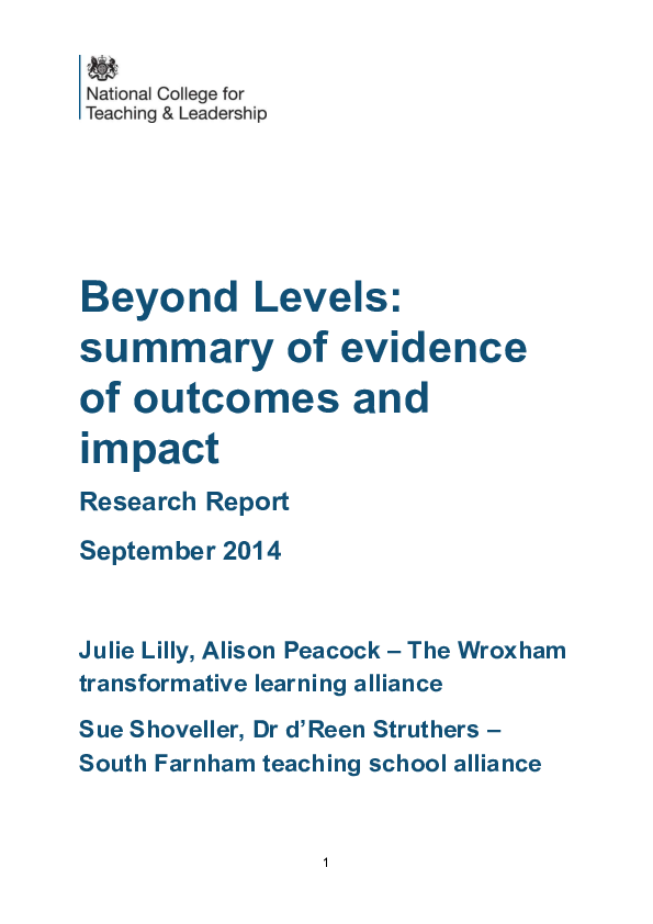 (PDF) Research Report: Beyond Levels - Summary of evidence of outcomes ...