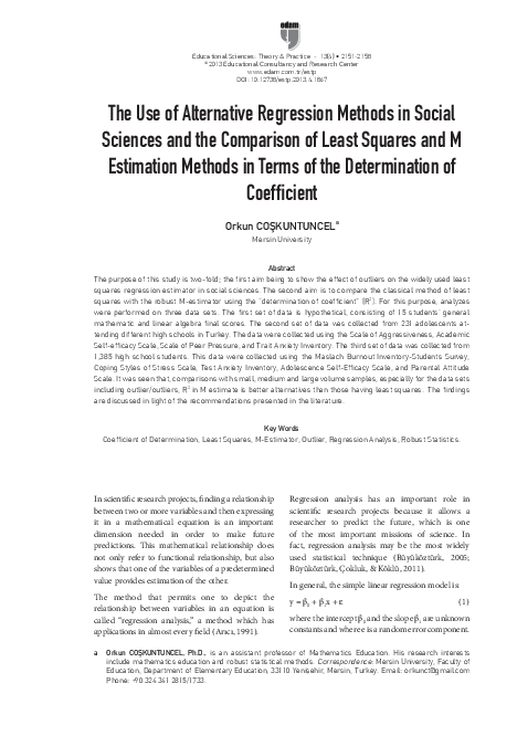 (PDF) The Use of Alternative Regression Methods in Social Sciences and ...