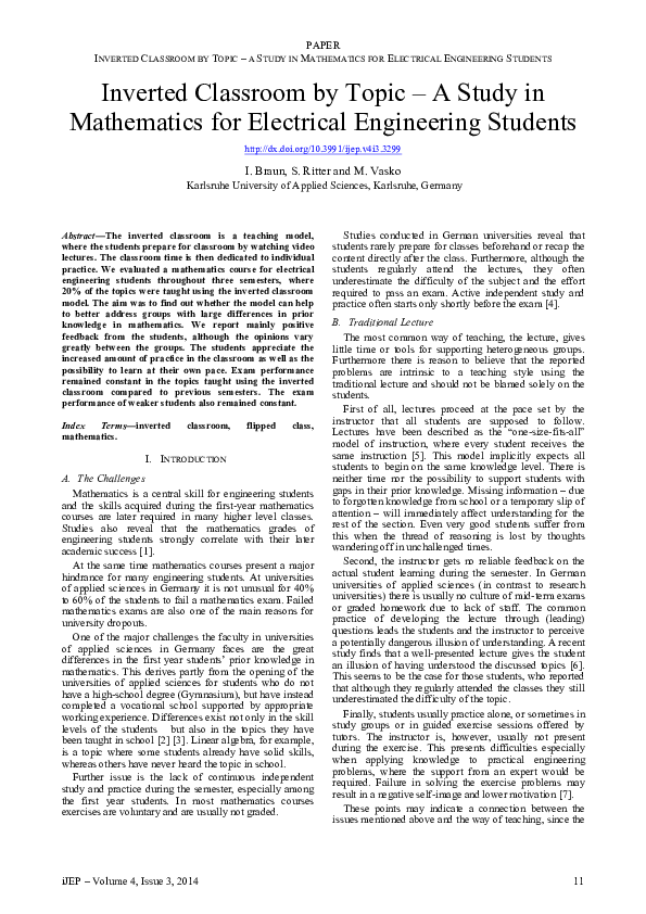 (PDF) Inverted Classroom by Topic – A Study in Mathematics for ...