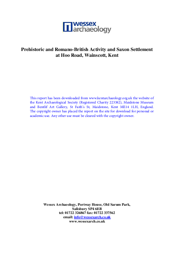 Seager Smith R & Marter Brown K, Ceramic building materials, fired clay and stone In: N Cooke & R Seager Smith, Prehistoric and Romano-British Activity and Saxon Settlement at Hoo Road, Wainscott, Kent