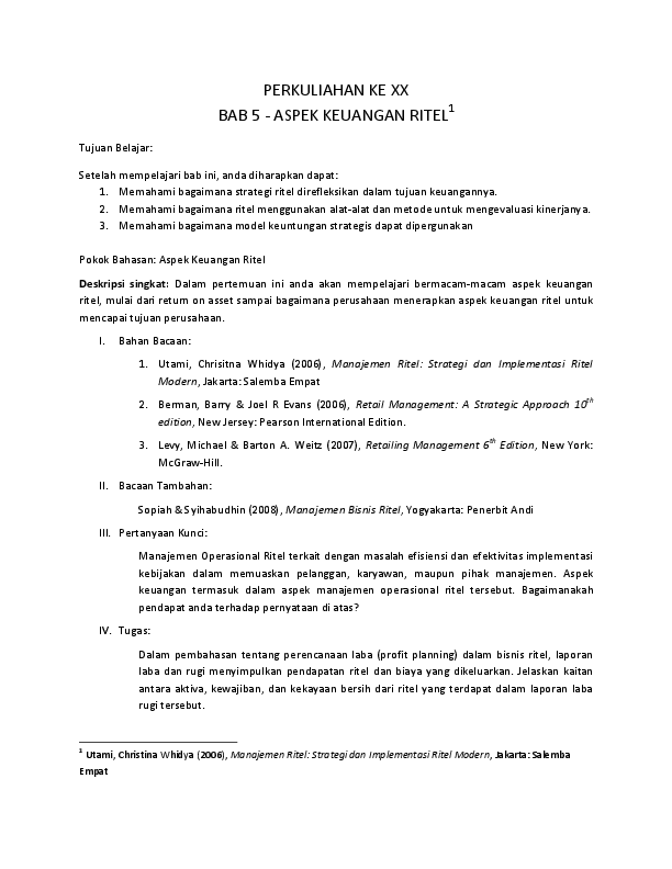 Pdf Perkuliahan Ke Xx Bab 5 Aspek Keuangan Ritel Ahmad Jhowhynee Academia Edu
