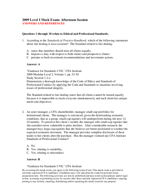 cfa level 1 mock exam pdf