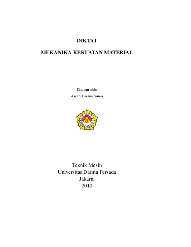 Pdf Diktat Mekanika Kekuatan Material Disusun Oleh Asyari Darami Yunus Wisnu Ariansyah Academia Edu