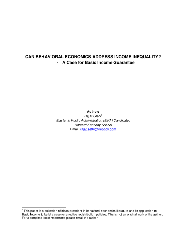 (PDF) Can Behavioral Economics Address Income Inequality?