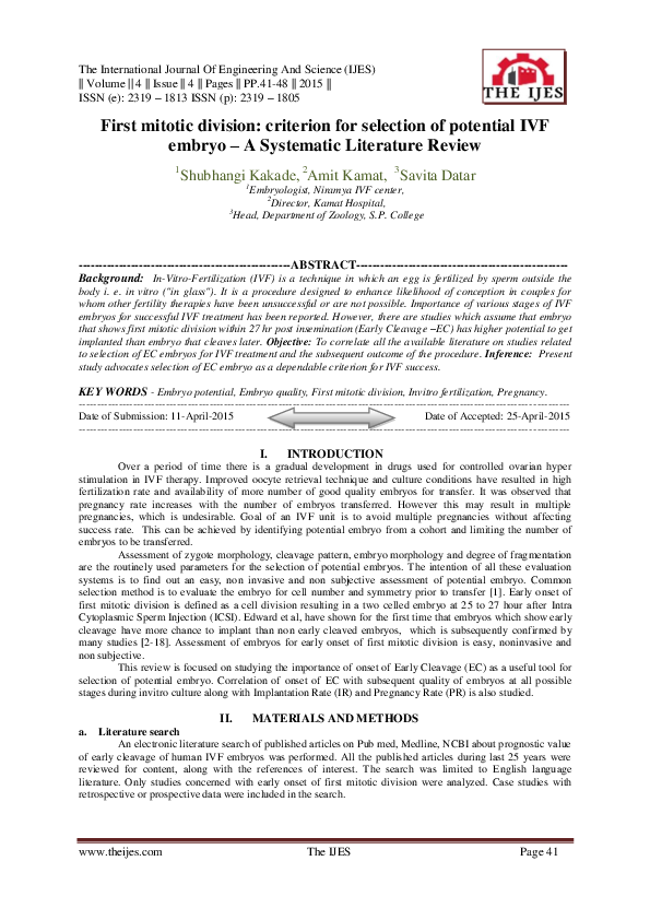 Embryonic literature review picture