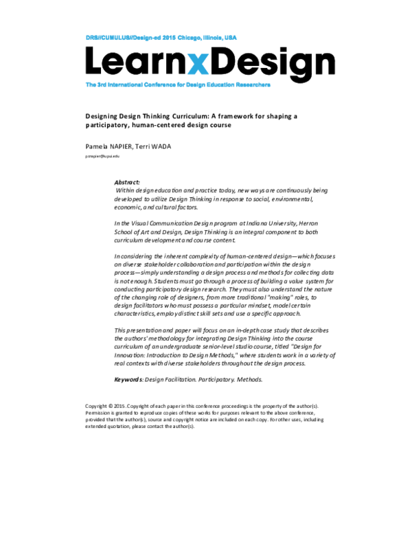 (PDF) Designing Design Thinking Curriculum: A framework for shaping a ...