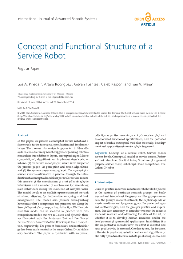 (PDF) Concept and Functional Structure of a Service Robot