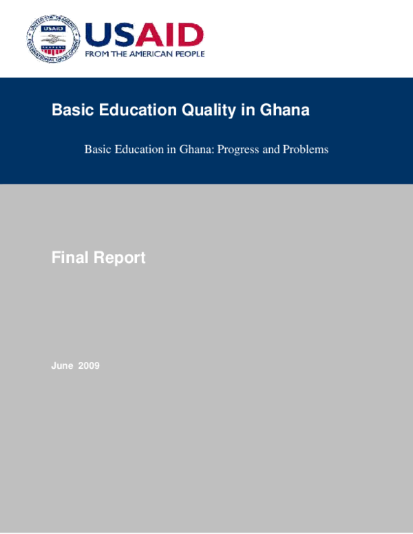 (PDF) Review of Basic Education Quality in Ghana Basic Education in ...
