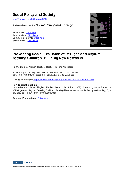 (PDF) Preventing Social Exclusion of Refugee and Asylum Seeking ...