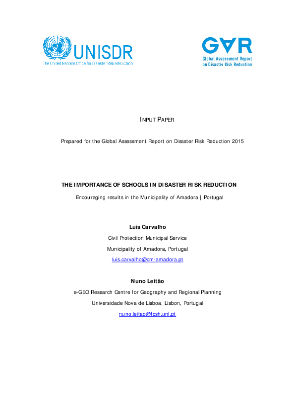 (PDF) The Importance of Schools in Disaster Risk Reduction