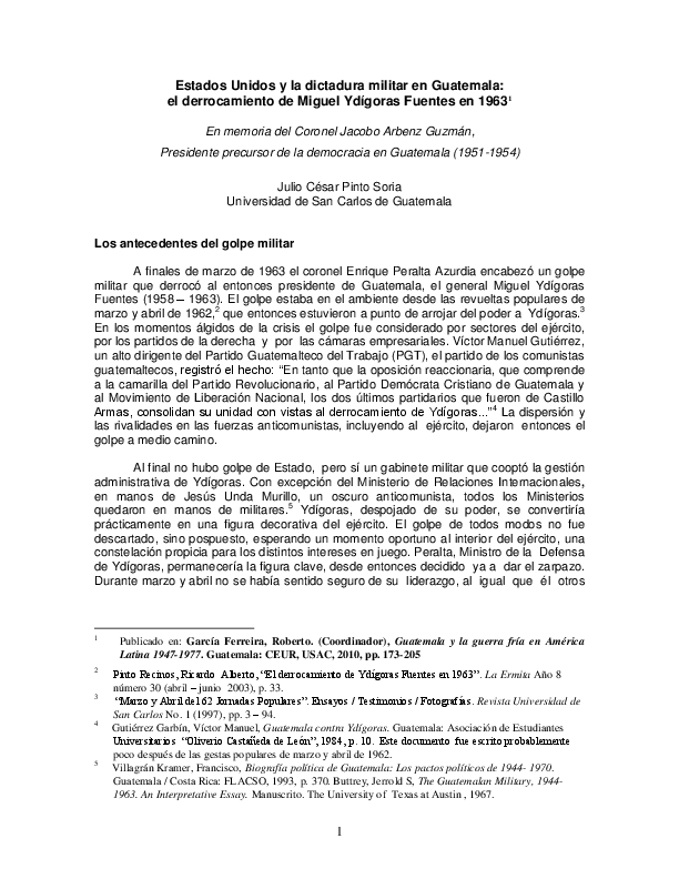 (PDF) Estados Unidos y la dictadura militar en Guatemala el