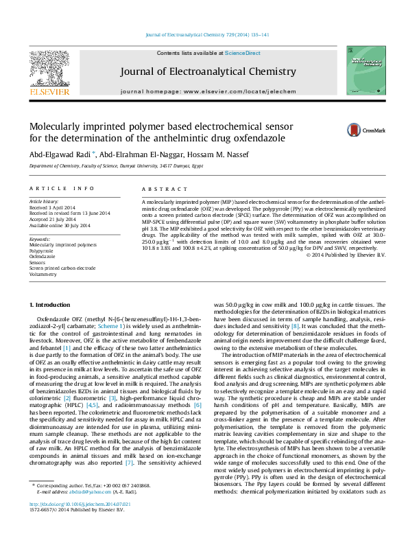 (PDF) Molecularly imprinted polymer based electrochemical sensor for ...