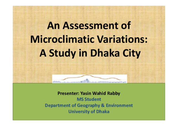 (PDF) An Assessment of Microclimatic Variations: A Study in Dhaka City
