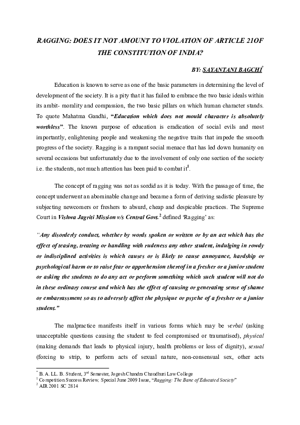 Effects of ragging picture