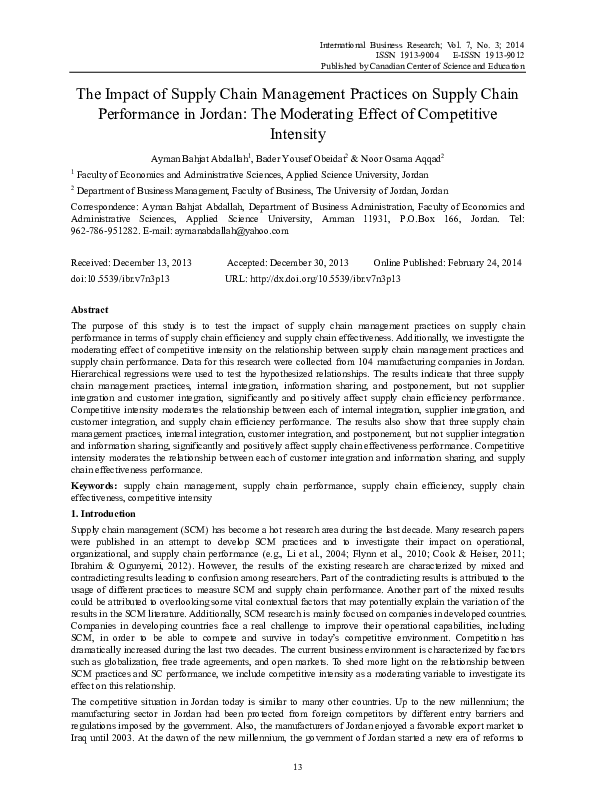 (PDF) The Impact of Supply Chain Management Practices on Supply Chain ...