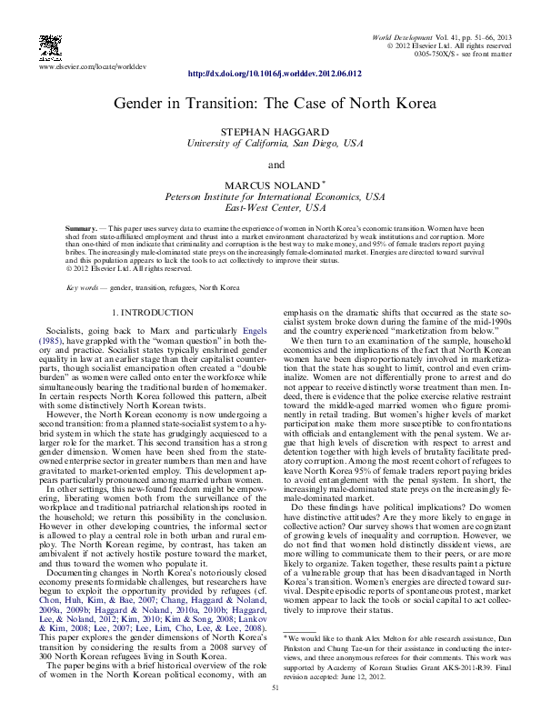 (PDF) Gender in Transition: The Case of North Korea