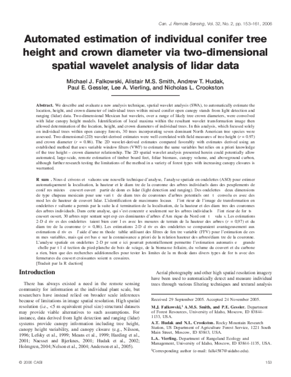 (PDF) Automated estimation of individual conifer tree height and crown ...