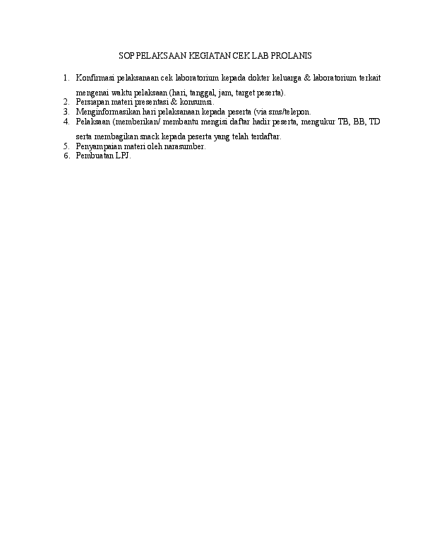 (DOC) SOP kegiatan Prolanis