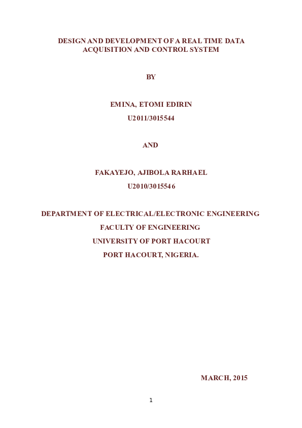 (DOC) DESIGN AND DEVELOPMENT OF A REAL TIME DATA ACQUISITION AND ...