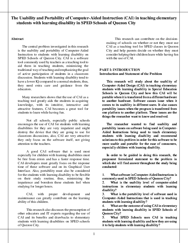 research paper in computer-aided instruction