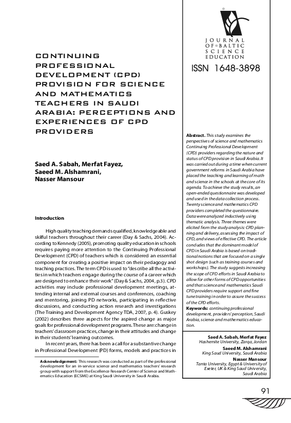 (PDF) Sabah, S., Fayez, F., Alshamrani, S., Mansour, N. (2014