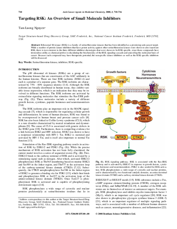 (PDF) Targeting RSK: An Overview of Small Molecule Inhibitors