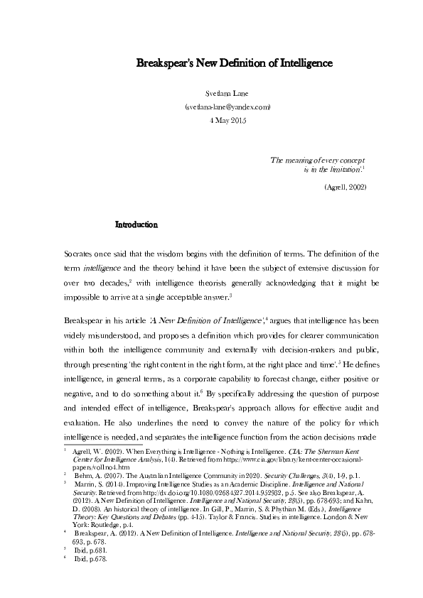 Intelligence essay example picture