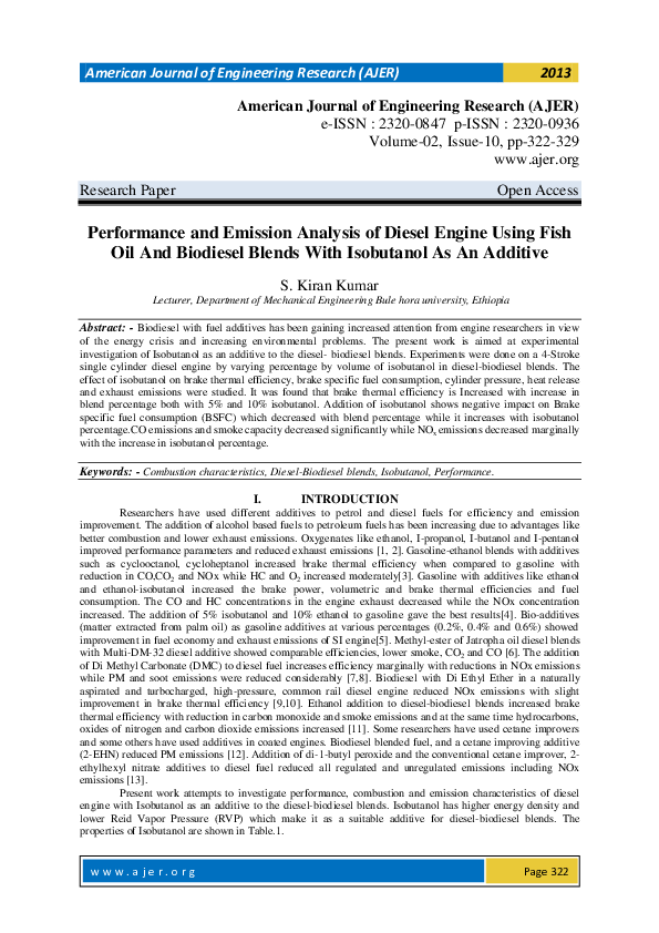 (PDF) Performance and Emission Analysis of Diesel Engine Using Fish Oil ...