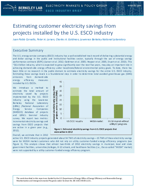 (PDF) Estimating customer electricity savings from projects installed