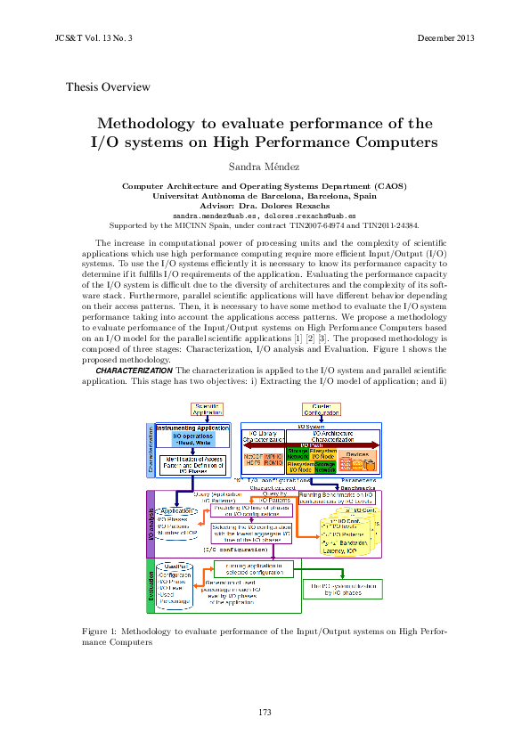 (PDF) Methodology to evaluate performance of the I/O systems on High ...