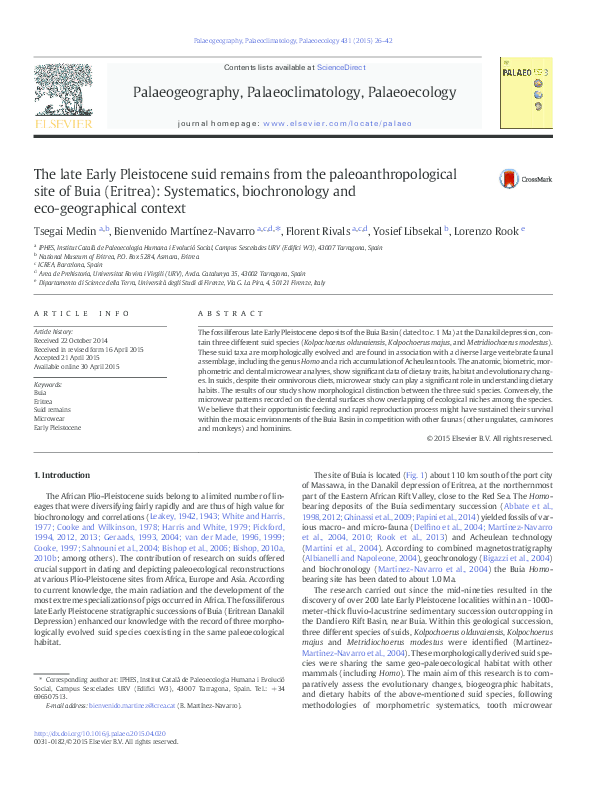 (PDF) The late Early Pleistocene suid remains from the ...