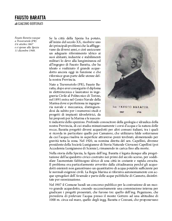 (PDF) Fausto Baratta, in Uomini d'acciaio, 19001920 La Spezia tra