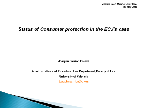 (PDF) Status of Consumer protection in the ECJ’s case