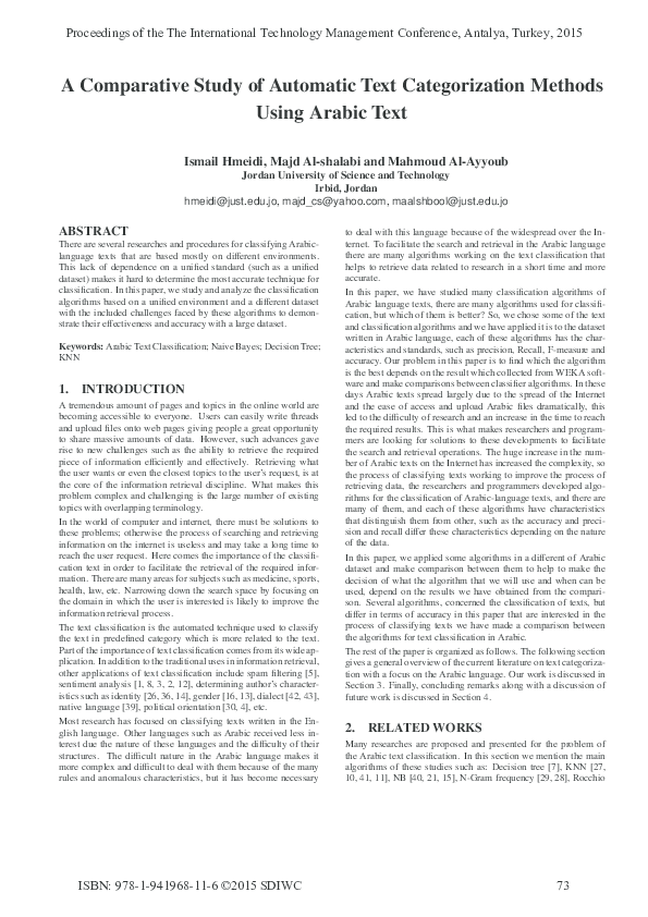 (PDF) A Comparative Study of Automatic Text Categorization Methods ...