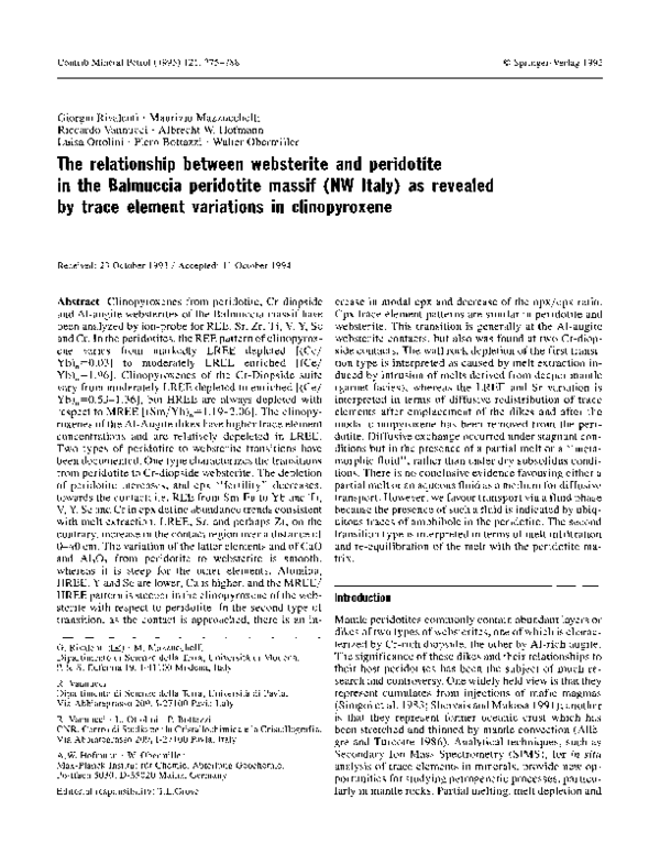 PDF) The relationship between websterite and peridotite in the