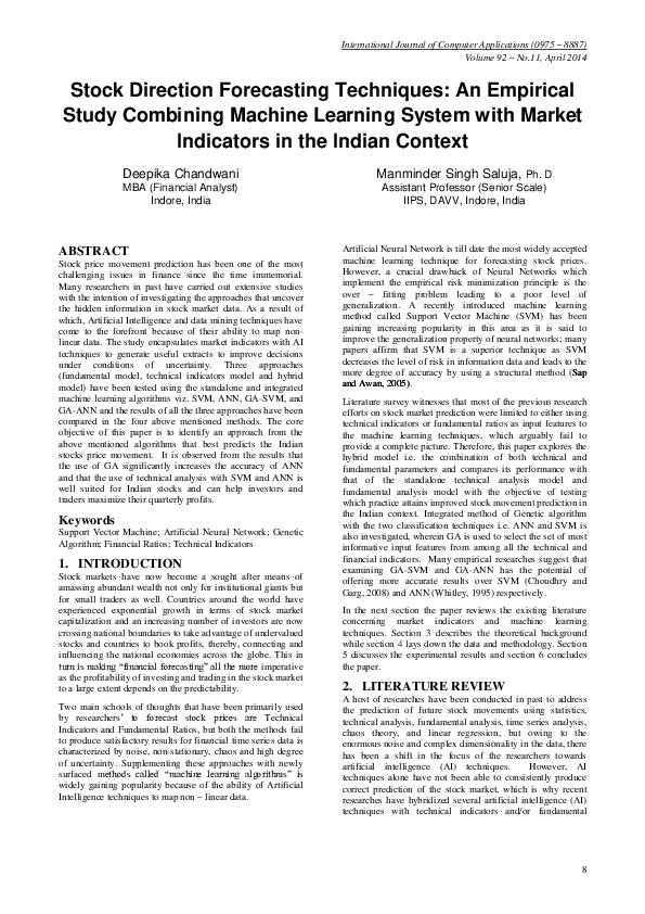 (PDF) Stock Direction Forecasting Techniques: An Empirical Study ...