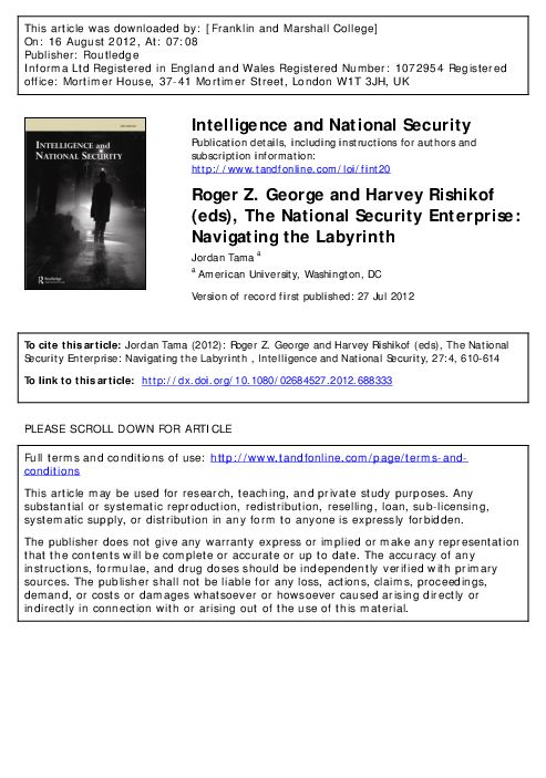 (PDF) Review of The National Security Enterprise: Navigating the 