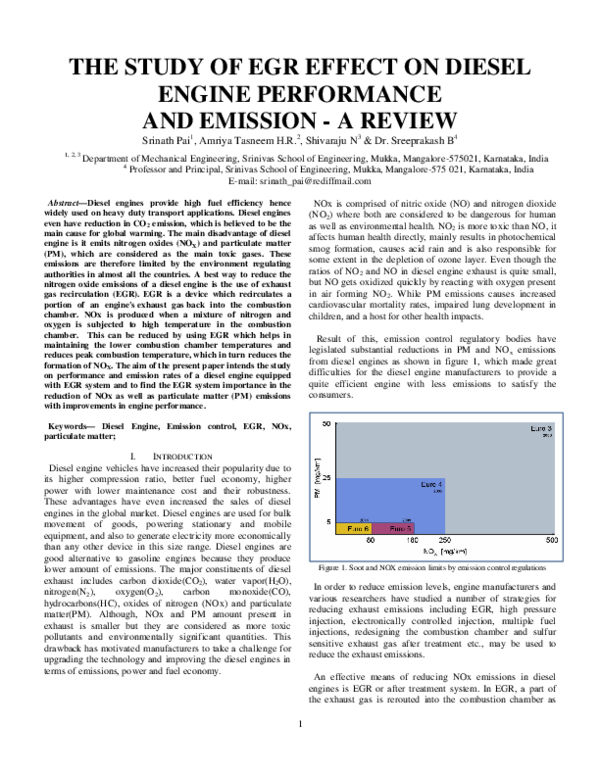 THE STUDY OF EGR EFFECT ON DIESEL ENGINE PERFORMANCE AND EMISSION - A ...