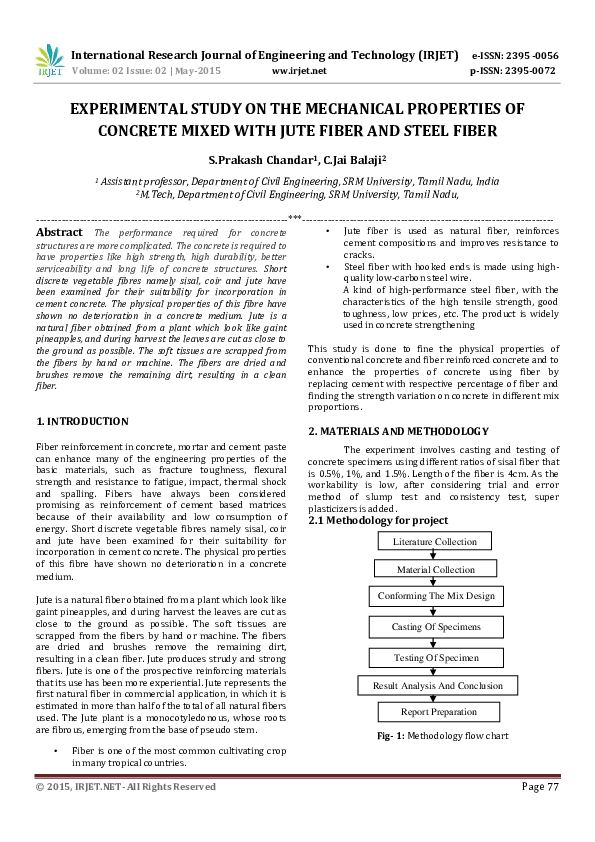 (PDF) IRJET-EXPERIMENTAL STUDY ON THE MECHANICAL PROPERTIES OF CONCRETE ...