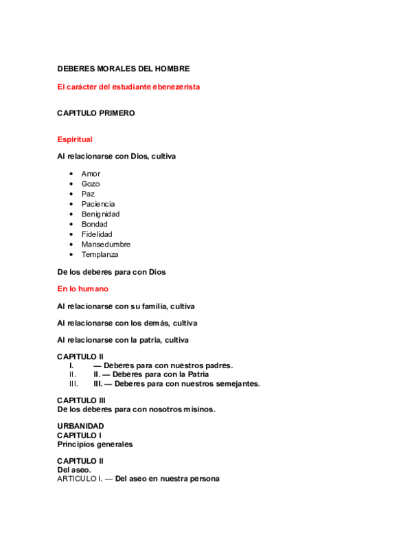 (DOC) DEBERES MORALES DEL HOMBRE El carácter del estudiante