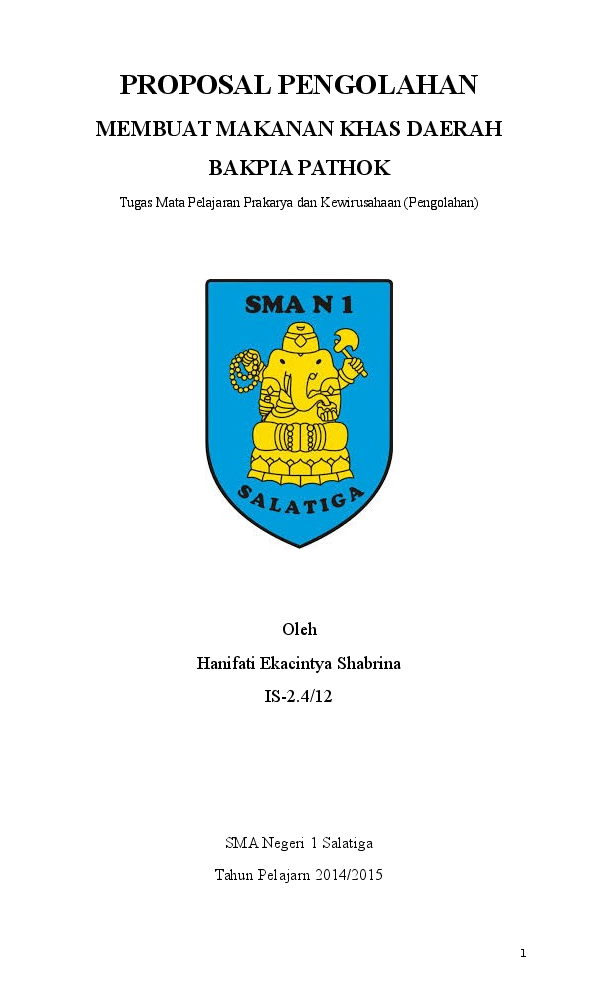 Contoh Laporan Kegiatan Usaha Makanan Khas Daerah Gudeg