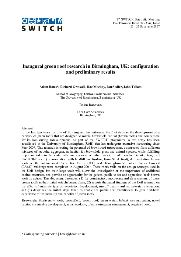 Green roof research paper image