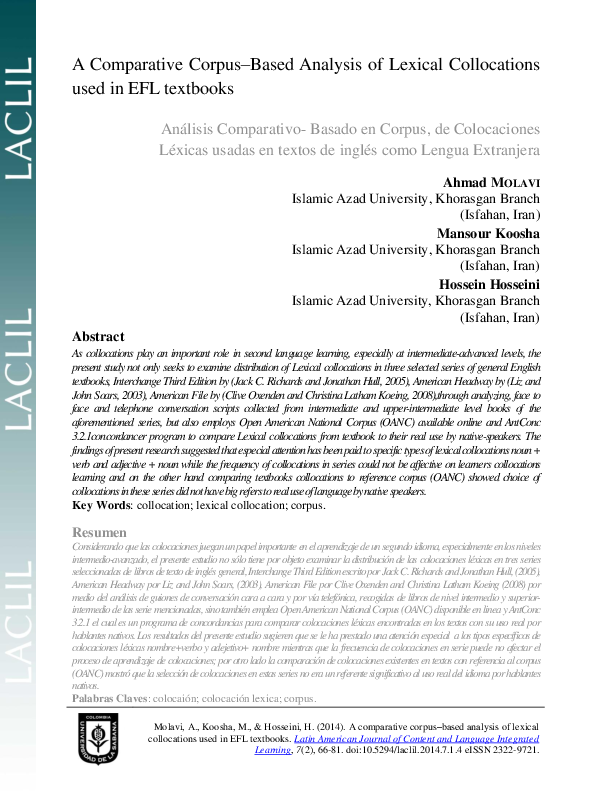 (PDF) A Comparative Corpus Based Analysis of Lexical Collocations Used ...