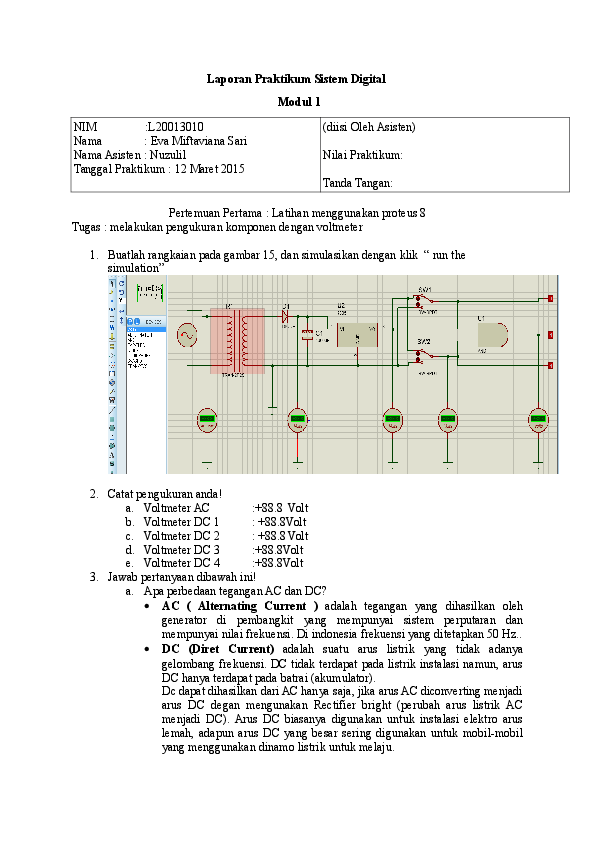 (DOC) melakukan pengukuran komponen dengan voltmeter menggunakan proteus 8