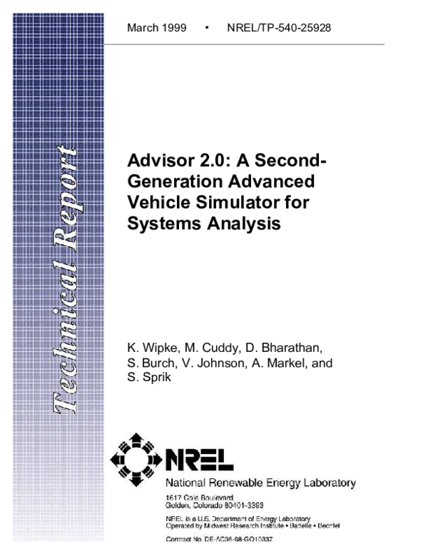 (PDF) Advisor 2.0: A Second-Generation Advanced Vehicle Simulator for ...