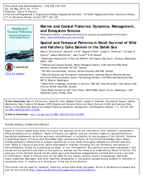 (PDF) Spatial and Temporal Patterns in Smolt Survival of Wild and ...