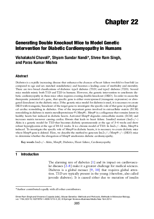 (PDF) Generating double knockout mice to model intervention for diabetic cardiomyopathy