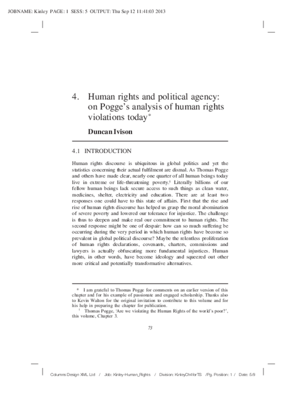 (PDF) Human Rights and Political Agency: On Thomas Pogge's analysis of ...